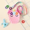 Kids Rainbow Silicone Sensory Toy Floral Unicorn Mini Coin Purse Crossbody Shoulder Bag for Girls Pink