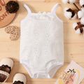 Baby Girl Solid/Striped/Floral-Print Sleeveless Spaghetti Strap Romper White image 2