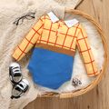 Baby Boy Contrast Collar Colorblock Cow Print Faux-two Long-sleeve Romper Yellow