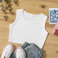 Kid Girl Solid Color Tank Top White