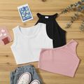 Kid Girl Solid Color Tank Top White