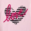 2-piece Kid Girl Letter Heart Print Pink Tee and Colorblock Capri Pants Set Pink image 2