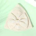 Newborn Baby Pure Color Bow Knitted Hat White