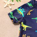 Kid Boy Animal Dinosaur Print Zipper Design Onepiece Swimsuit Dark Blue