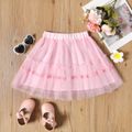 Toddler Girl Solid Color Ruffled Elasticized Mesh Skirt Pink