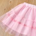 Toddler Girl Solid Color Ruffled Elasticized Mesh Skirt Pink