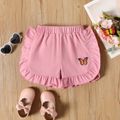 Toddler Girl Butterfly Print Ruffled Elasticized Shorts Pink