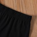 2-piece Kid Girl Colorblock Short-sleeve Polo Shirt and Elasticized Black Shorts Set BlackandWhite