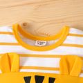 Baby Boy Animal Print Striped Short-sleeve Spliced Romper Color block