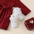 Baby / Toddler Wavy Edge Bow Design Soft Sole Prewalker Shoes White