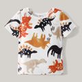 Sibling Matching All Over Dinosaur Print Short-sleeve Sets White