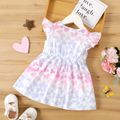 Baby Girl All Over Butterfly Print Flutter-sleeve Bowknot Dress ColorBlock