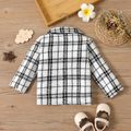 Baby Girl White and Black Tweed Lapel Double Breasted Long-sleeve Jacket White