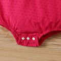 2pcs Baby Girl Swiss Dot Layered Collar Bowknot Long-sleeve Romper with Headband Set Red image 3