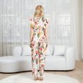 Floral Print White Sleeveless Ruffle Belted Jumpsuit for Mom and Me White