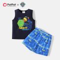 PAW Patrol 2-piece Toddler Boy Letter Print Sleeveless Cotton Tee and Allover Print Shorts Set Blue