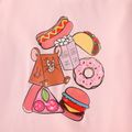 Tom and Jerry Toddler Girl Food Print Layered Short-sleeve Pink Tee Pink