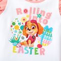 PAW Patrol Easter 2-piece Toddler Girl Letter Print Flutter-sleeve Cotton Tee and Egg Print Ruffled Shorts Set White