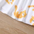 2pcs Baby Girl All Over Cartoon Tiger Print Sleeveless Dress with Headband Set Color block image 3