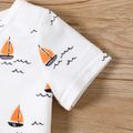 2pcs Baby Boy All Over Sailboat Print Short-sleeve T-shirt and 100% Cotton Crepe Shorts Set Orange