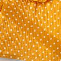 blusa de manga longa gola plissada com bolinhas 100% algodão para menina Amarelo