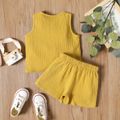 2-piece Toddler Boy 100% Cotton Button Design Sleeveless Crepe Tee and Shorts Set Yellow