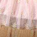 Toddler Girl Snowflake Embroidered Mesh Design Skirt Light Pink
