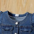 Toddler Girl Ruffled Button Design Blue Denim Vest Blue