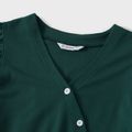 Family Matching Floral Print Splicing Dark Green Flutter-sleeve Dresses and Short-sleeve T-shirts Sets blackishgreen image 3