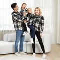 Family Matching Black and White Plaid Long-sleeve Hooded Outwear Tops PLAID