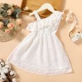 Toddler Girl Flounced Lace Design Sleeveless White Dress White