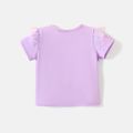 Batman Toddler Girl Letter Print Mesh Design Short-sleeve Purple Cotton Tee Purple