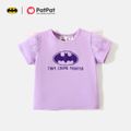 Batman Toddler Girl Letter Print Mesh Design Short-sleeve Purple Cotton Tee Purple