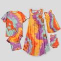 Family Matching Tie Dye Sleeveless Tank Dresses and Short-sleeve T-shirts Sets Colorful image 1