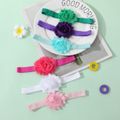 6-pack Pure Color Chiffon Big Floral Headband Hair Accessories for Girls Green