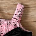 Baby Girl Bowknot Design Pink Tweed Sleeveless Jumpsuit Pink