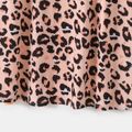 Leopard Print Splice Short-sleeve Matching Pink Midi Dresses Mauve Pink