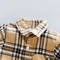 2pcs Toddler Boy Casual Plaid 100% Cotton Shirt & Splice Shorts Set Yellow
