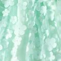 Kid Girl 3D Floral Decor Mesh Splice Solid Color Short-sleeve Dress Green image 4