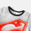 Superman 2-piece Kid Boy Letter Print Tee and Elasticized Black Shorts Set flowergrey
