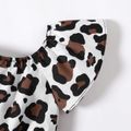2pcs Baby Girl Leopard Short-sleeve Crop Top and 100% Cotton Shorts Set BrownishBlack