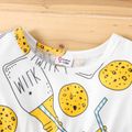 Baby Girl All Over Milk Bottle and Cookie Print Short-sleeve Dress TenderYellow
