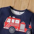 Kurzarm-T-Shirt mit Fahrzeugaufdruck für Kleinkinder Königsblau