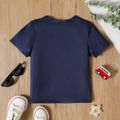 Kurzarm-T-Shirt mit Fahrzeugaufdruck für Kleinkinder Königsblau