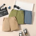 Toddler Boy Solid Fashionable Brown or Green or Blue Shorts LightBrown image 2