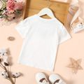 Toddler Girl Butterfly Embroidered/Print Short-sleeve Tee White