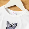 Toddler Girl Butterfly Embroidered/Print Short-sleeve Tee White image 5