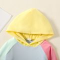 100% Cotton Color Block Hooded Long-sleeve Toddler Hoodie Top Light Blue
