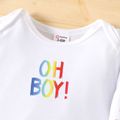 Baby Boy Rainbow Letter Print Long-sleeve Romper White