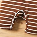 Baby Boy Striped Button Up Short-sleeve Jumpsuit Coffee